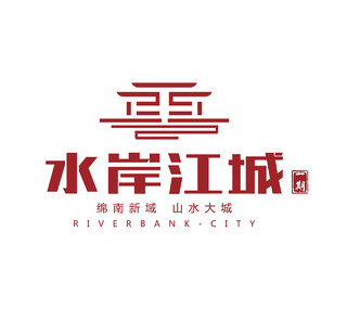 深红色中式风格地产公司标志房产项目logo餐饮logo
